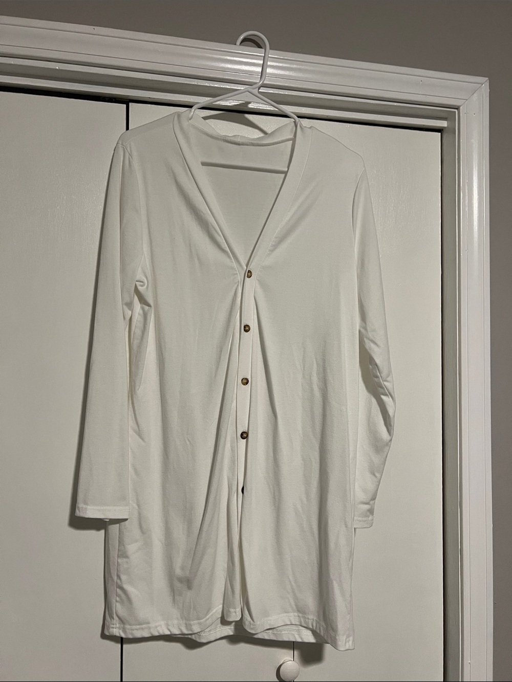 SHEIN White Long Button-Front Cardigan